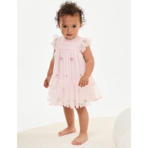 Girls Floral Embroidered Tiered Occasion Dress (0-3 Yrs) - - M&S Collection - Modalova