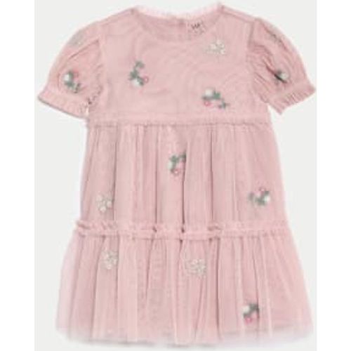 Girls Floral Embroidered Tulle Dress (0-36 Mths) - - M&S Collection - Modalova