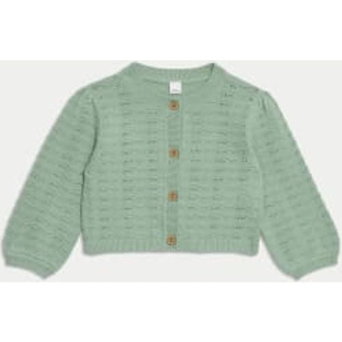 Girls Pure Cotton Pointelle Cardigan (0-3 Yrs) - - M&S Collection - Modalova