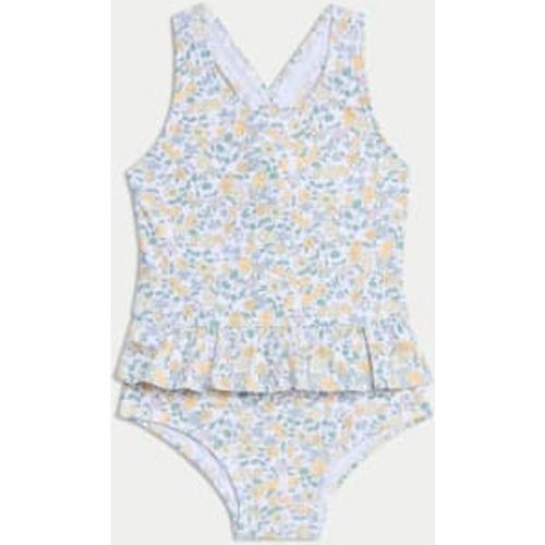 Girls Ditsy Print Frill Swimsuit (0-3 Yrs) - - M&S Collection - Modalova