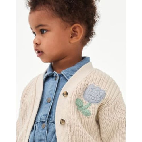 Girls Pure Cotton Embroidered Tulip Cardigan (0-8 Yrs) - - M&S Collection - Modalova