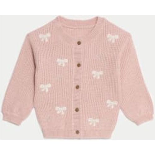 Girls Embroidered Bow Cardigan (0-3 Yrs) - - M&S Collection - Modalova