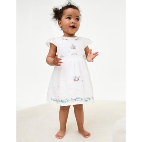 Girls Pure Cotton Embroidered Dress (0-3 Yrs) - - M&S Collection - Modalova