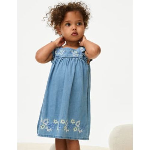 Girls Cotton Rich Embroidered Dress (0-3 Yrs) - - M&S Collection - Modalova