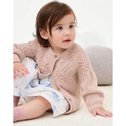 Girls Pure Cotton Patterned Cardigan (0-3 Yrs) - - M&S Collection - Modalova