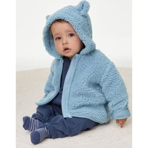 Boys Borg Hooded Jacket (0-3 Yrs) - - M&S Collection - Modalova