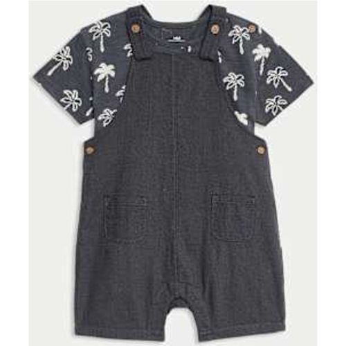 Boys 2pc Pure Cotton Palm Tree Bibshorts Outfit (0-3 Yrs) - M&S Collection - Modalova