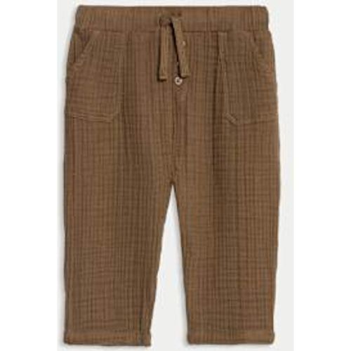 Boys Pure Cotton Double Cloth Trousers (0-6 Yrs) - M&S Collection - Modalova