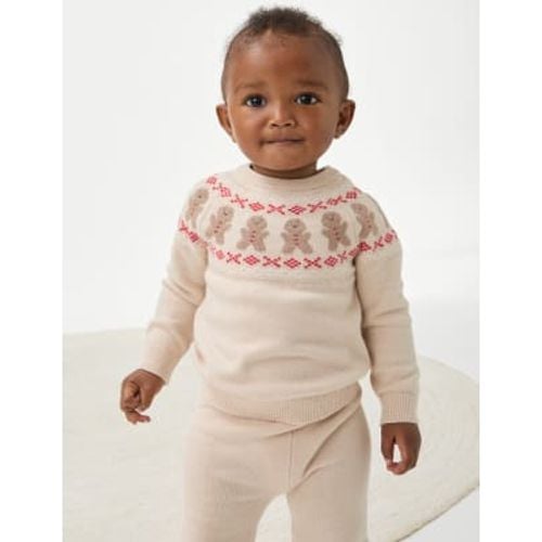 Boys Knitted Fair Isle Gingerbread Outfit (0-3 Yrs) - - M&S Collection - Modalova