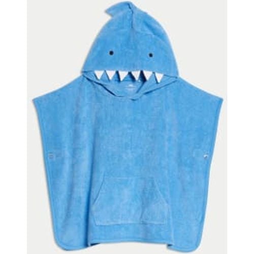 Boys Pure Cotton Shark Towelling Poncho (0-36 Mths) - - M&S Collection - Modalova