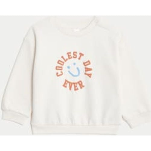 Boys Cotton Rich 'Coolest Day Ever' Sweatshirt (0-3 Yrs) - - M&S Collection - Modalova