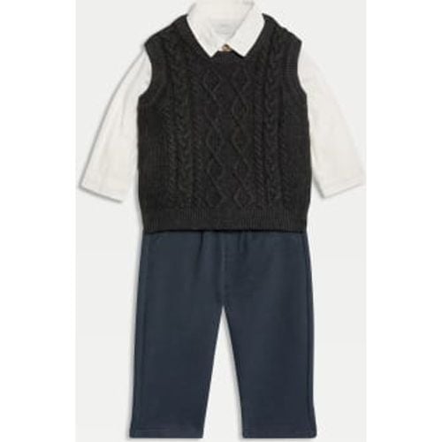 Boys 3pc Cotton Rich Outfit (0-3 Yrs) - - M&S Collection - Modalova