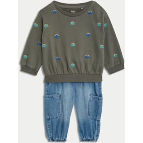 Boys Cotton Rich Embroidered Jeans Outfit (0-3 Yrs) - - M&S Collection - Modalova