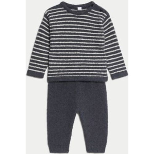 Boys 2pc Cotton RIch Striped Bouclé Knitted Outfit (0-3 Yrs) - - M&S Collection - Modalova