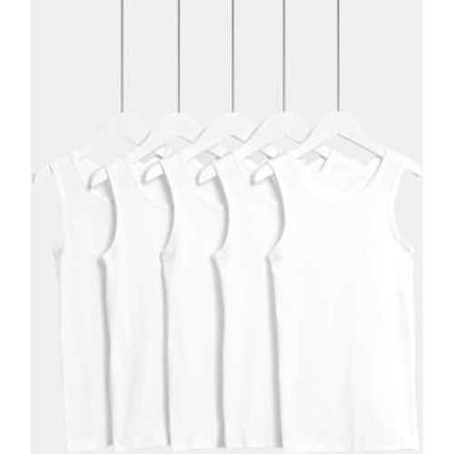 Boys 5pk Pure Cotton Vests (2-14 Yrs) - - M&S Collection - Modalova