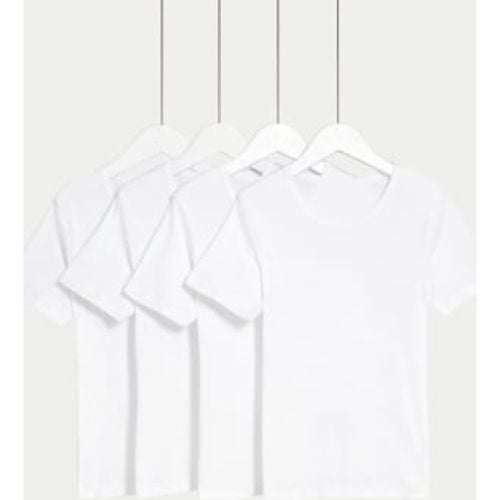 Boys 4pk Pure Cotton Short Sleeve Vests (2-14 Yrs) - - M&S Collection - Modalova