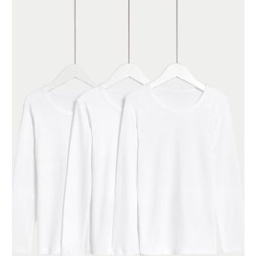 Boys 3pk Pure Cotton Long Sleeve Vests (2-14 Yrs) - - M&S Collection - Modalova