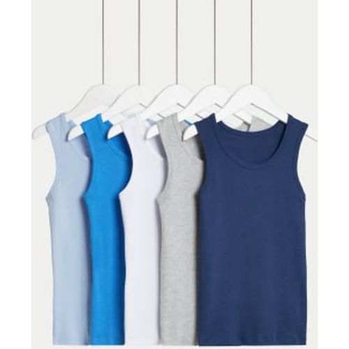 Boys 5pk Pure Cotton Vests (2-14 Yrs) - - M&S Collection - Modalova