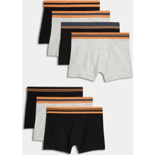 Boys 7pk Cotton with Stretch Stripe Waistband Trunks (5-16 Yrs) - - M&S Collection - Modalova