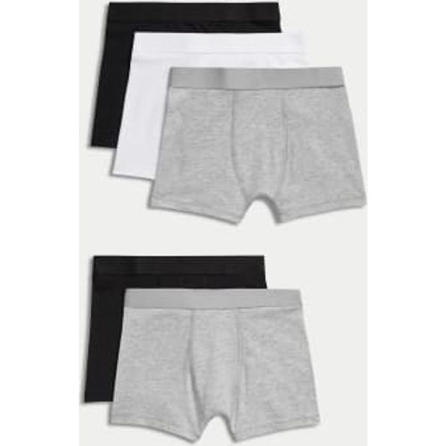 Boys 5pk Cotton with Stretch Plain Trunks (5-16 Yrs) - - M&S Collection - Modalova