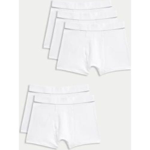 Boys 5pk Cotton with Stretch Plain Trunks (5-16 Yrs) - - M&S Collection - Modalova