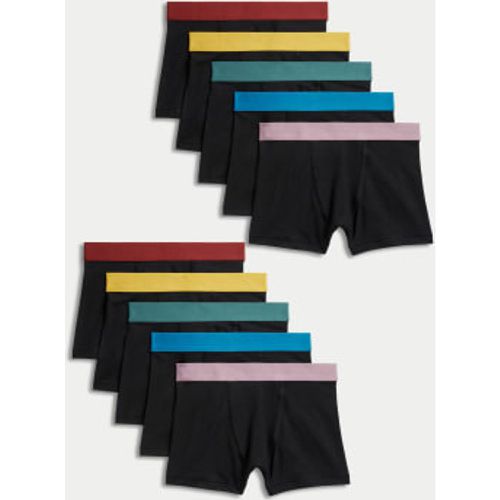 Boys 10pk Cotton with Stretch Trunks (5-16 Yrs) - - M&S Collection - Modalova