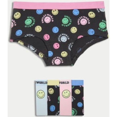 Girls 5pk Cotton with Stretch SmileyWorld® Shorts (5-16 Yrs) - - M&S Collection - Modalova