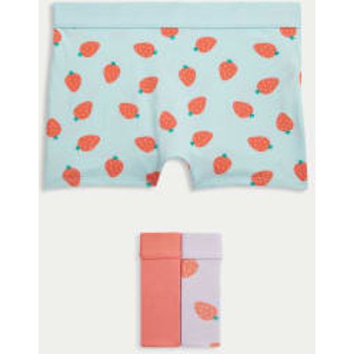 Girls 3pk Cotton with Stretch Strawberry Boxer Shorts (5-16 Yrs) - - M&S Collection - Modalova