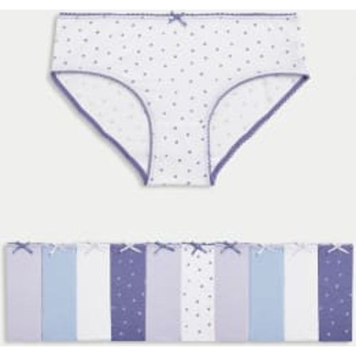 Girls 10pk Cotton with Stretch Star Knickers (2-14 Yrs) - - M&S Collection - Modalova