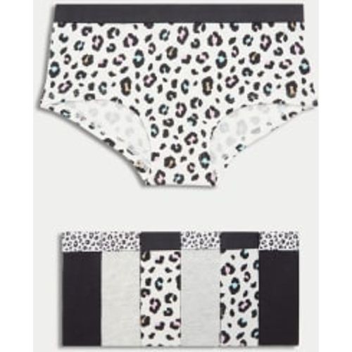 Girls 7pk Cotton with Stretch Leopard Shorts (5-16 Yrs) - - M&S Collection - Modalova