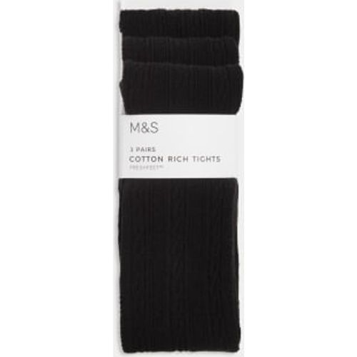 Girls 3pk of Cable Knit Tights (2-16 Yrs) - - M&S Collection - Modalova