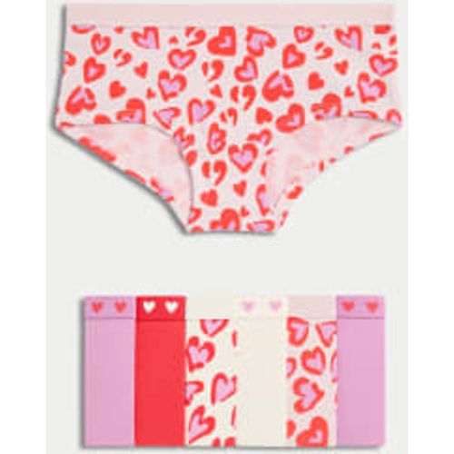 Girls 7pk Leopard Print & Heart Shorts (5-16 Yrs) - M&S Collection - Modalova
