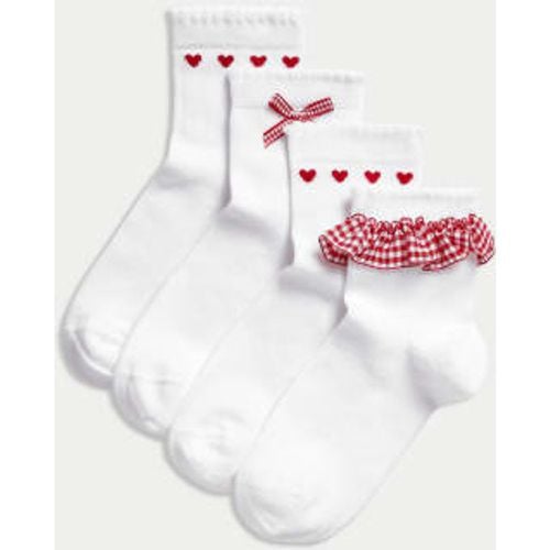 Girls 4pk Cotton Rich School Socks (6 Small to 7 Large) - - M&S Collection - Modalova