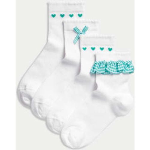 Girls 4pk Cotton Rich School Socks (6 Small -7 Large) - - M&S Collection - Modalova