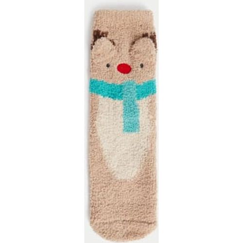 Unisex,Boys,Girls Reindeer Cosy Christmas Slipper Socks (6 Small - 7 Large) - - M&S Collection - Modalova