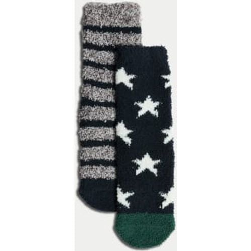 Boys 2pk Star and Stripe Cosy Slipper Socks - - M&S Collection - Modalova