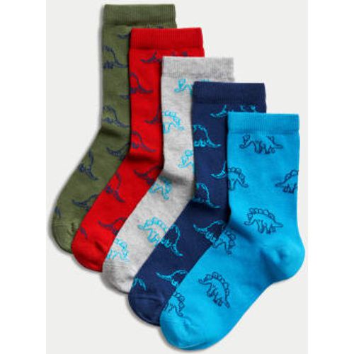 Boys 5pk Cotton Rich Dinosaur Socks (6 Small -7 Large) - - M&S Collection - Modalova