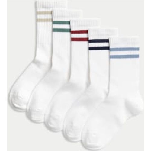 Unisex,Boys,Girls 5pk Cotton Rich Ankle Stripe Sport Socks (6 Small - 7 Large) - - M&S Collection - Modalova