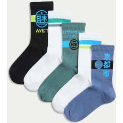 Unisex,Boys,Girls 5pk Cotton Rich Anime Sports Socks (6 Small - 7 Large) - - M&S Collection - Modalova