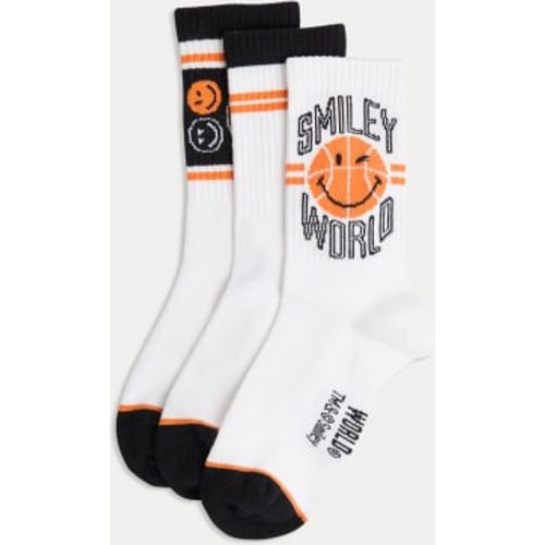 Unisex,Boys,Girls 3pk Cotton Rich Smiley Sports Socks (8.5 Small - 7 Large) - - M&S Collection - Modalova