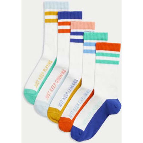 Unisex,Boys,Girls 5pk Cotton Rich Slogan Sports Socks (6 Small - 7 Large) - - M&S Collection - Modalova