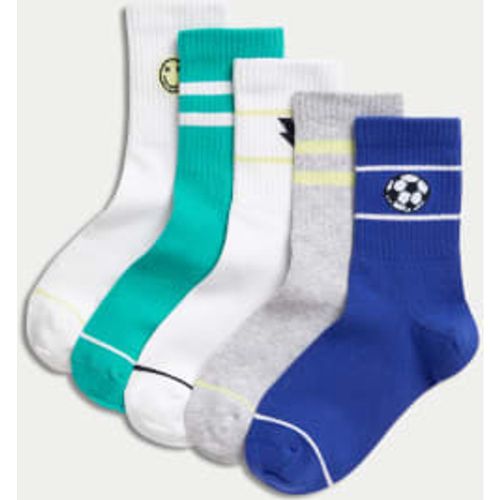 Boys 5pk Cotton Rich Ribbed Sports Icons Sport Socks - - M&S Collection - Modalova