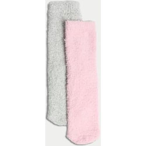 Girls 2pk Cosy Sparkle Slipper Socks (6 Small - 7 Large) - - M&S Collection - Modalova