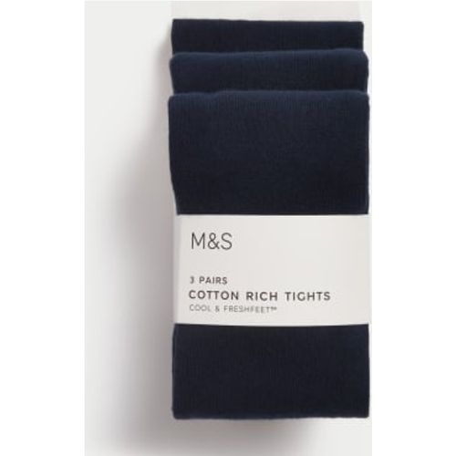 Girls 3pk Cotton School Tights (2-16 Yrs) - - M&S Collection - Modalova