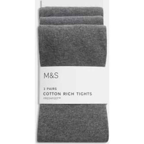 Girls 3pk Cotton School Tights (2-16 Yrs) - - M&S Collection - Modalova