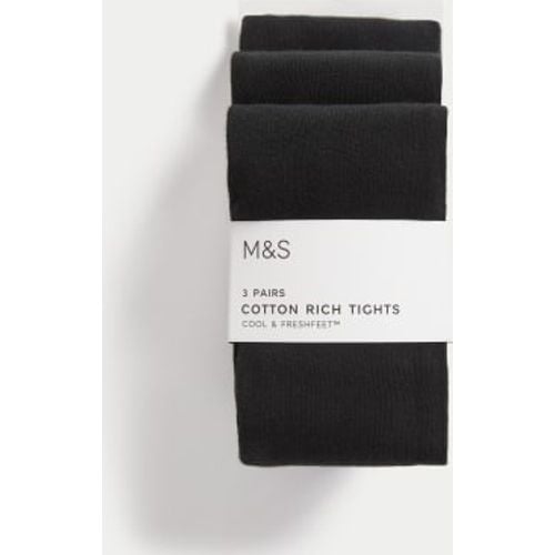 Girls 3pk Cotton School Tights (2-16 Yrs) - - M&S Collection - Modalova