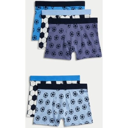 Boys 5pk Cotton with Stretch Football Trunks (5-12 Yrs) - - M&S Collection - Modalova