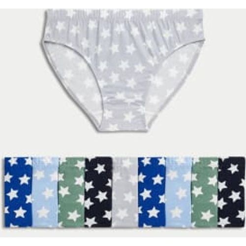 Boys 10pk Pure Cotton Star Briefs (2-8 Yrs) - - M&S Collection - Modalova