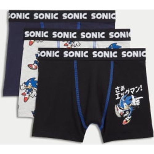 Boys 3pk Cotton with Stretch Sonic™ Trunks (5-16 Yrs) - - M&S Collection - Modalova