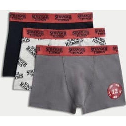 Boys 3pk Cotton with Stretch Stranger Things™ Trunks (5-16 Yrs) - - M&S Collection - Modalova